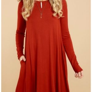 Simplicity is Key Brick Red T-Shirt Dress